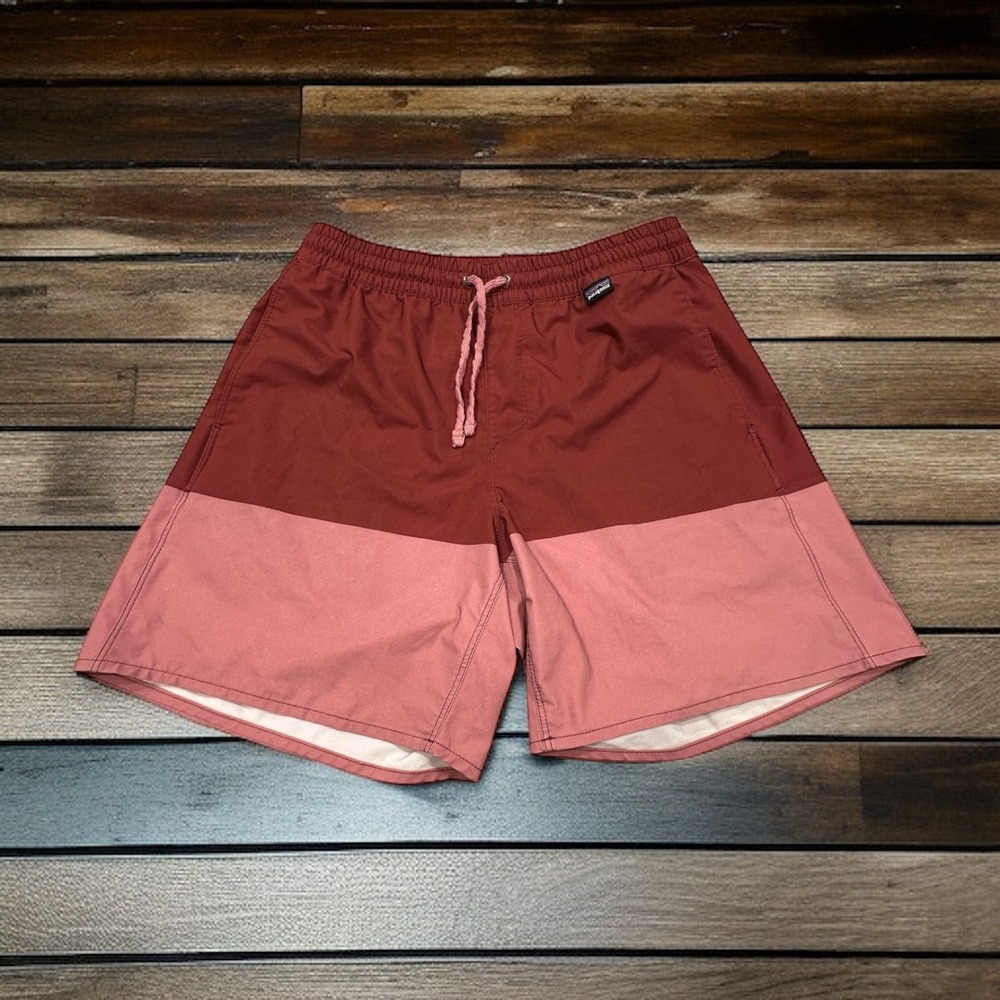 Patagonia Hydro Series Boardshorts Men's Size S Colorblock Red Pink Swim Trunks